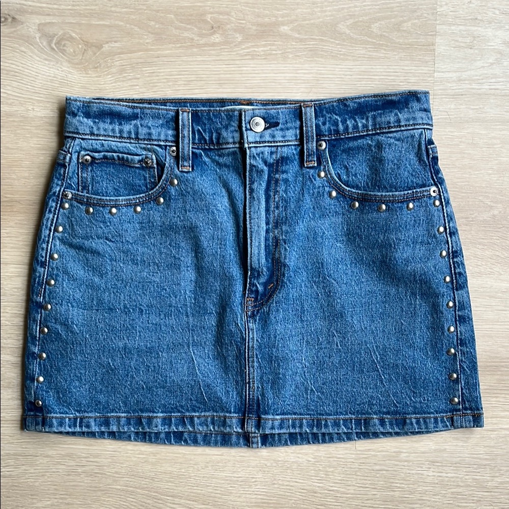 Blue Jean Abercrombie Studded High Rise Skirt